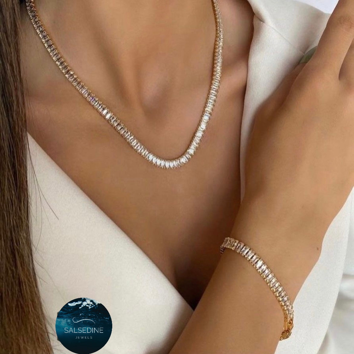 collana tennis baguette